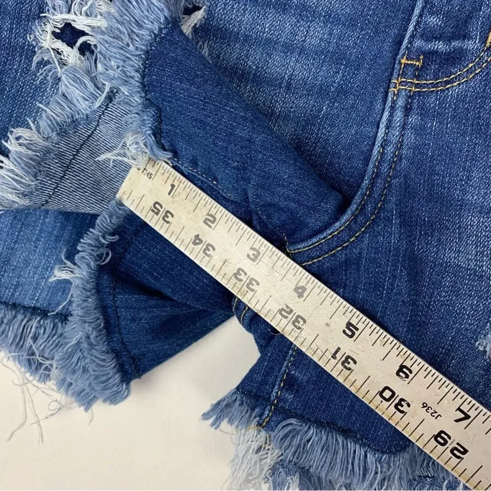 Judy Blue Women's medium denim Blue shorts distressed ruffle coastal cowgirl